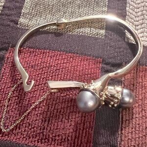 Solid 18k Gold RARE Black Tahitian Pearl Bracelet Estate Piece